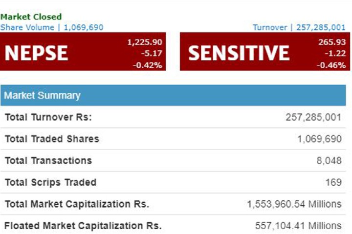 रोकिएन नेप्सेको ओरालो यात्रा, कारोबार रकम २२ करोडले घट्यो