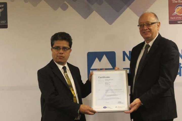 एनएमबी बन्यो टभ राइल्यान्डबाट आइएसओ पाउने नेपालको पहिलो बैंक