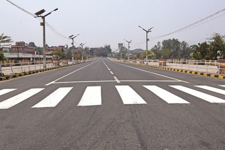 लकडाउनमा काठमाडौंको २८ किमी सडकमा 'मार्किङ'