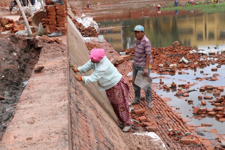 रानीपोखरीको पिँध र पर्खालको काम सकियो, अब आकाशे पानी जम्मा गर्न मिल्ने