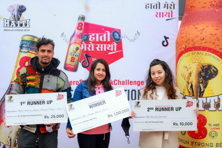 हात्ती ८ स्ट्रङ्ग बियरद्धारा टिकटक च्यालेन्ज सम्पन्न, विजेताले पाए १ लाख