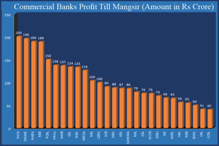 नाफामा नबिललाई उछिन्दै एनआइसी र ग्लोबल, ५ महिनामा कुन बैंकले कति कमाए ?