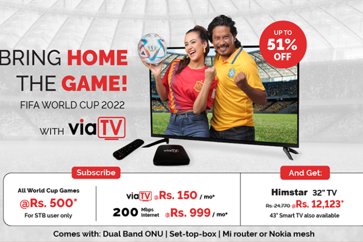 विश्वकपको अवसरमा भायाटीभीको अफर, नयाँ टीभी खरिदमा ५१ प्रतिशतसम्म छुट