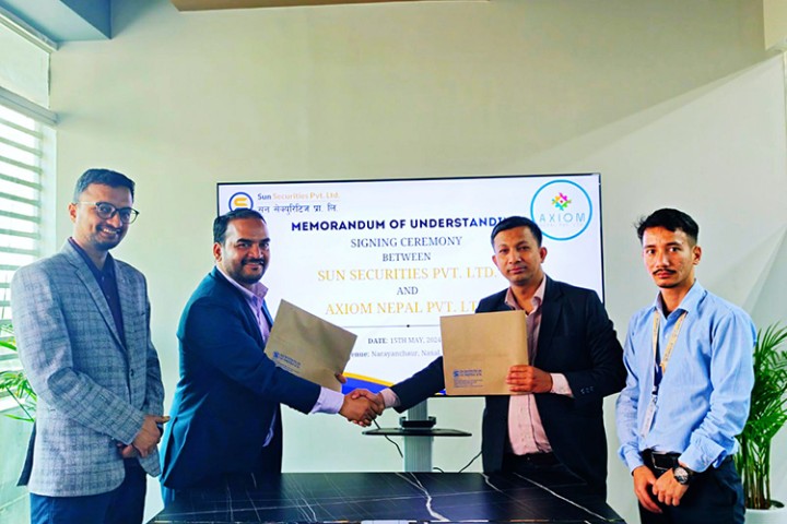 एक्सियम नेपाल र सन सेक्युरिटिज बीच रणनीतिक साझेदारी गर्ने सम्झौता