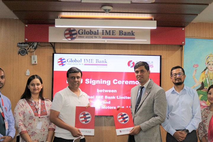ग्लोबल आइएमई बैंकले शशिला मोटर्सले बेच्ने ईभी किन्न ऋण दिने